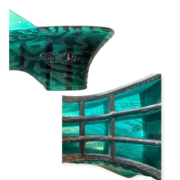 Vintage 60s Jelly Slide Sandals – Size 7, Green Plastic Wedge Heels made in USA - Picture 7 of 15